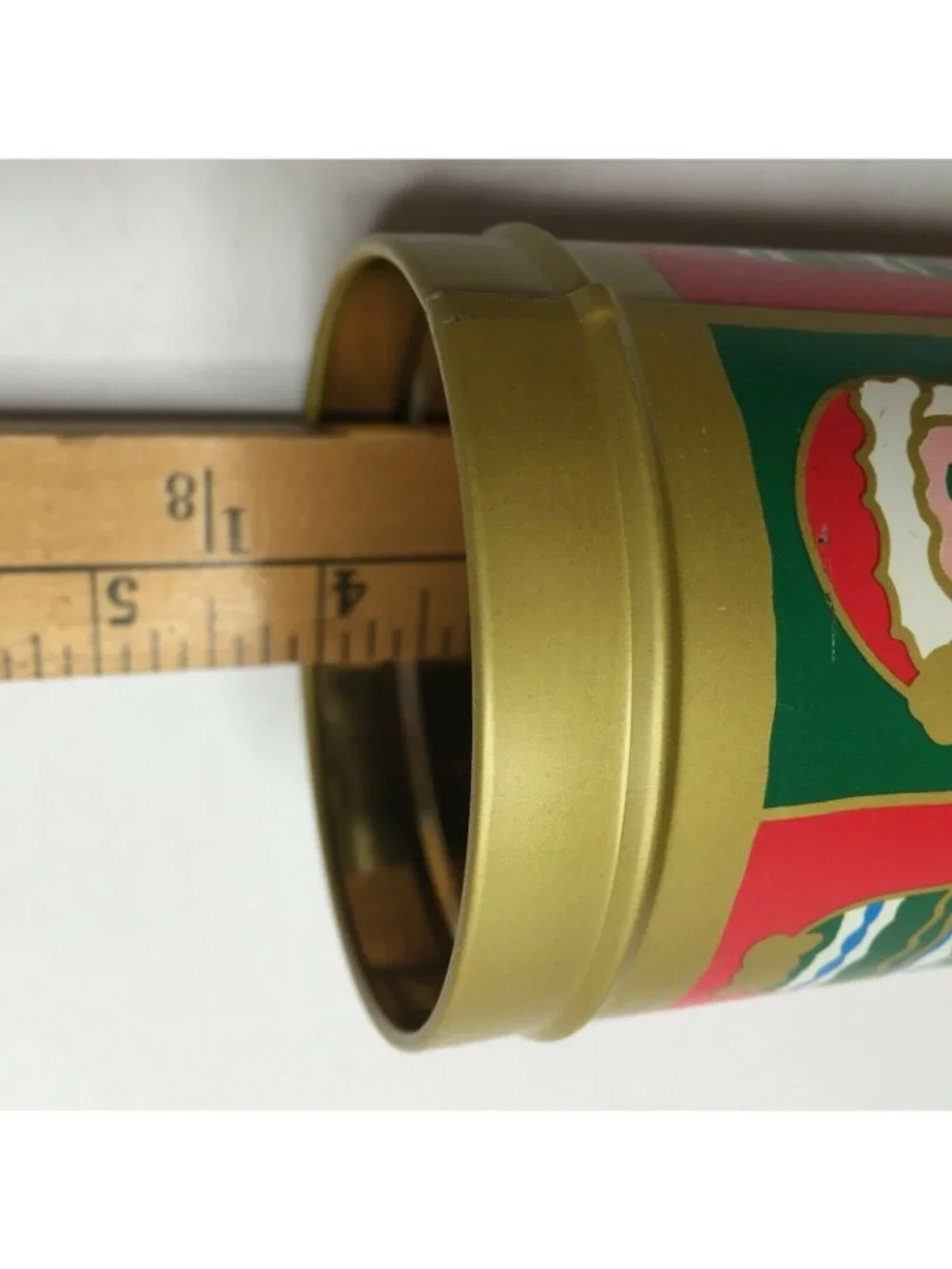 Christmas Holiday Cylinder Cookie Candy Present Tin Gift Giving Santa Bell